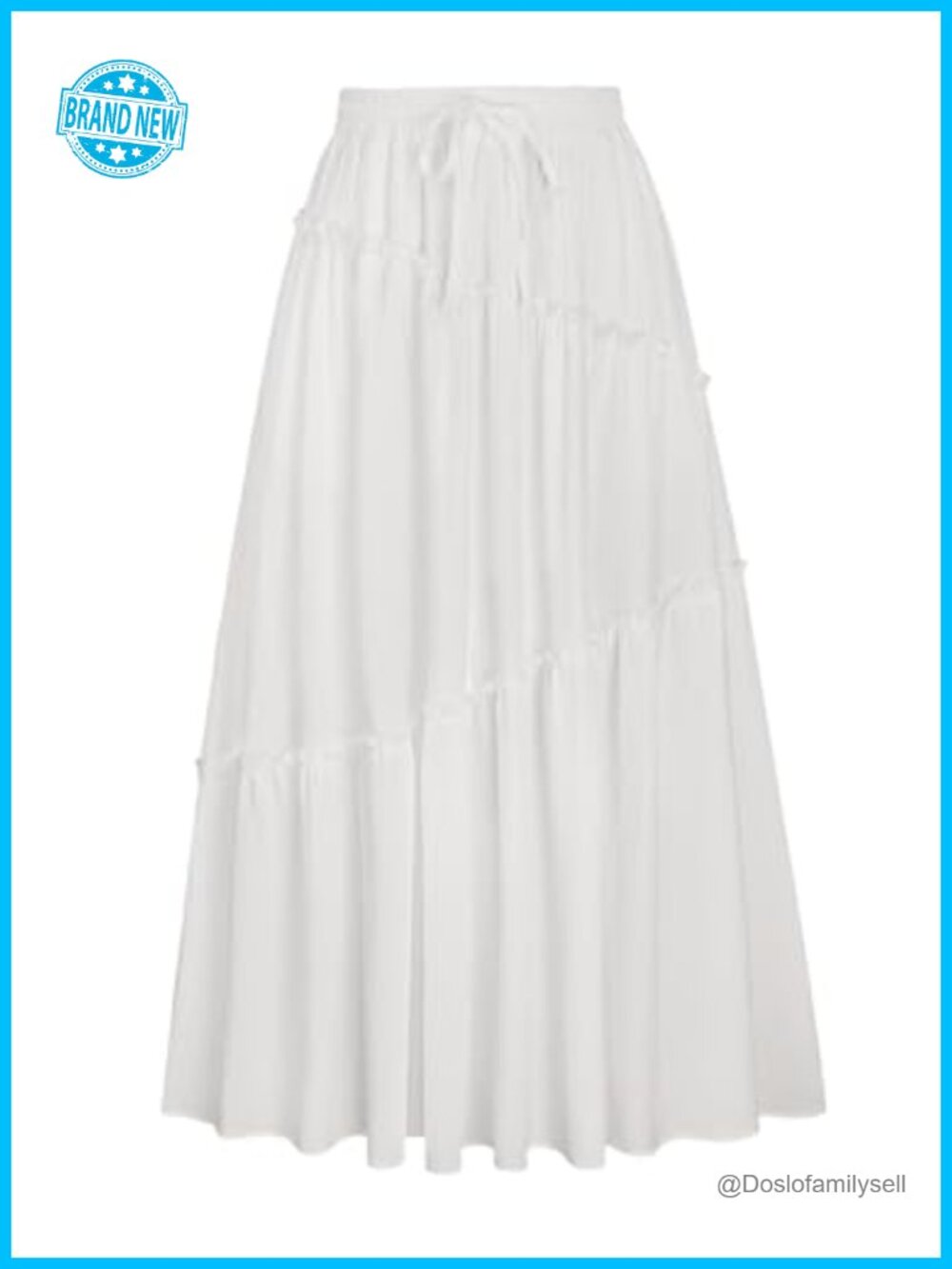 Womens Maxi Skirt Tiered A-Line High Waist Flowy Long with Pockets